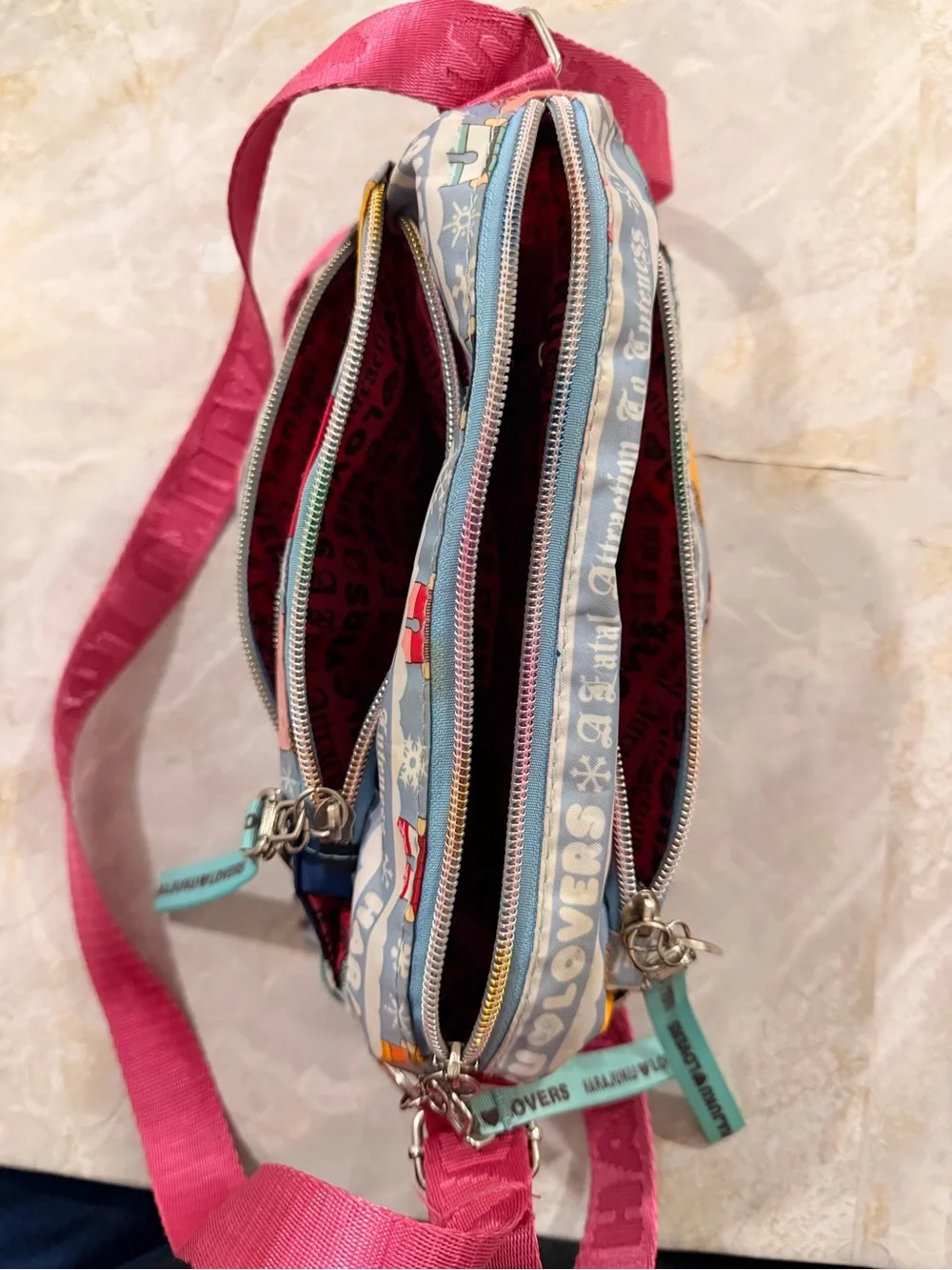 Harajuku Lovers Pink and Light Blue Kids Character Crossbody Bag